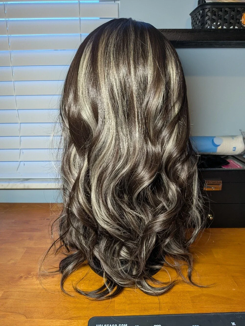 Premium Long Layered Wig with Blonde Highlights - Neutral Brown